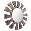 Espejo de pared con forma de rueda de madera y metal 