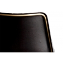 Silla de comedor tapizada en piel auténtica color negro con boatiné