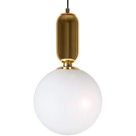 Lámpara colgante con forma de globo blanco y dorado Rita