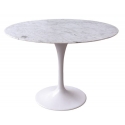 Mesa de comedor de mármol blanco con diseño de pie central tulip