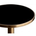 Mesa de bar con sobre de cristal negro y pie dorado