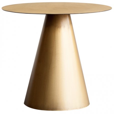 Mesa Auxiliar o mesa de centro dorada con forma de cono y base redonda