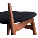 Silla de madera Réplica Wegner Elbow CH33 asiento en lana negra