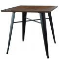 Mesa estilo tolix de madera y acero lacado negro