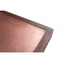 Mesa de comedor cuadrada de 70x70 con chapa de cobre y madera de teca